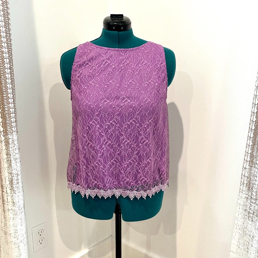 Blue S LA Purple Lace Tank with Open Back, Size M